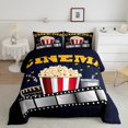 thumbnail image 3 of Manfei Movie Film Popcorn Queen Comforter Set, Cartoon Cinema Tricket Bedding Sets, Teens Kids Boys Girls Adult Reversible Bedding Comforter Set, Microfiber Bedroom Decor, 3pcs, 3 of 9