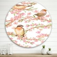 thumbnail image 2 of Designart 'Lovely Birds On Branches Of Flowering Almond' Traditional Circle Metal Wall Art 29x29 - Disc of 29, 2 of 5