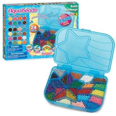 Aquabeads Mega Bead Refill Pack, Arts & Crafts Bead Refill Kit for Children - over 2,400 beads and shooting star storage case