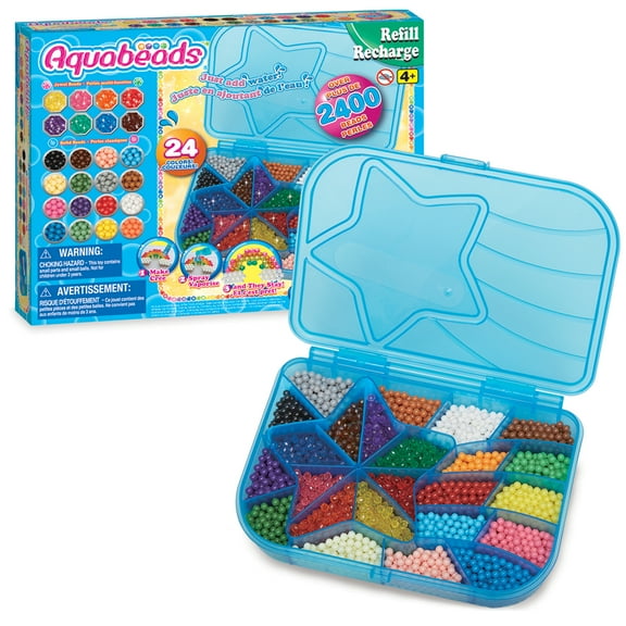 Aquabeads Mega Bead Refill Pack, Arts & Crafts Bead Refill Kit for Children - over 2,400 beads and shooting star storage case