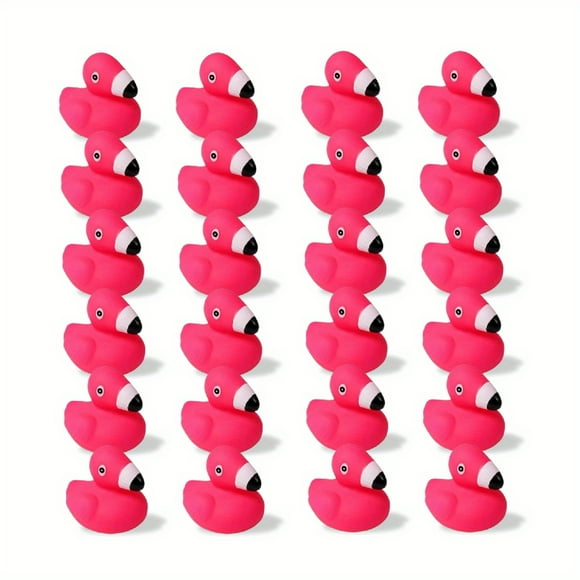 12/24pcs Flamingo Rubber Duckies Bulk Pink Flamingos Bath Toys Floating Squeak