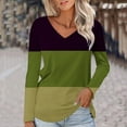 thumbnail image 2 of Womens Long Sleeve V Neck Soft T Shirts Plain Tunic Casual Loose Fit Tops Spring Basic Tees (3X-Large, Army Green 02), 2 of 5