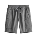 thumbnail image 2 of Men's Quick Dry Cargo Shorts, Elastic Drawstring Waist with Multiple Zipper Pockets, Lightweight Casual Hiking Shorts for Men Stretchy Breathable Dark Gray 3XL, 2 of 5
