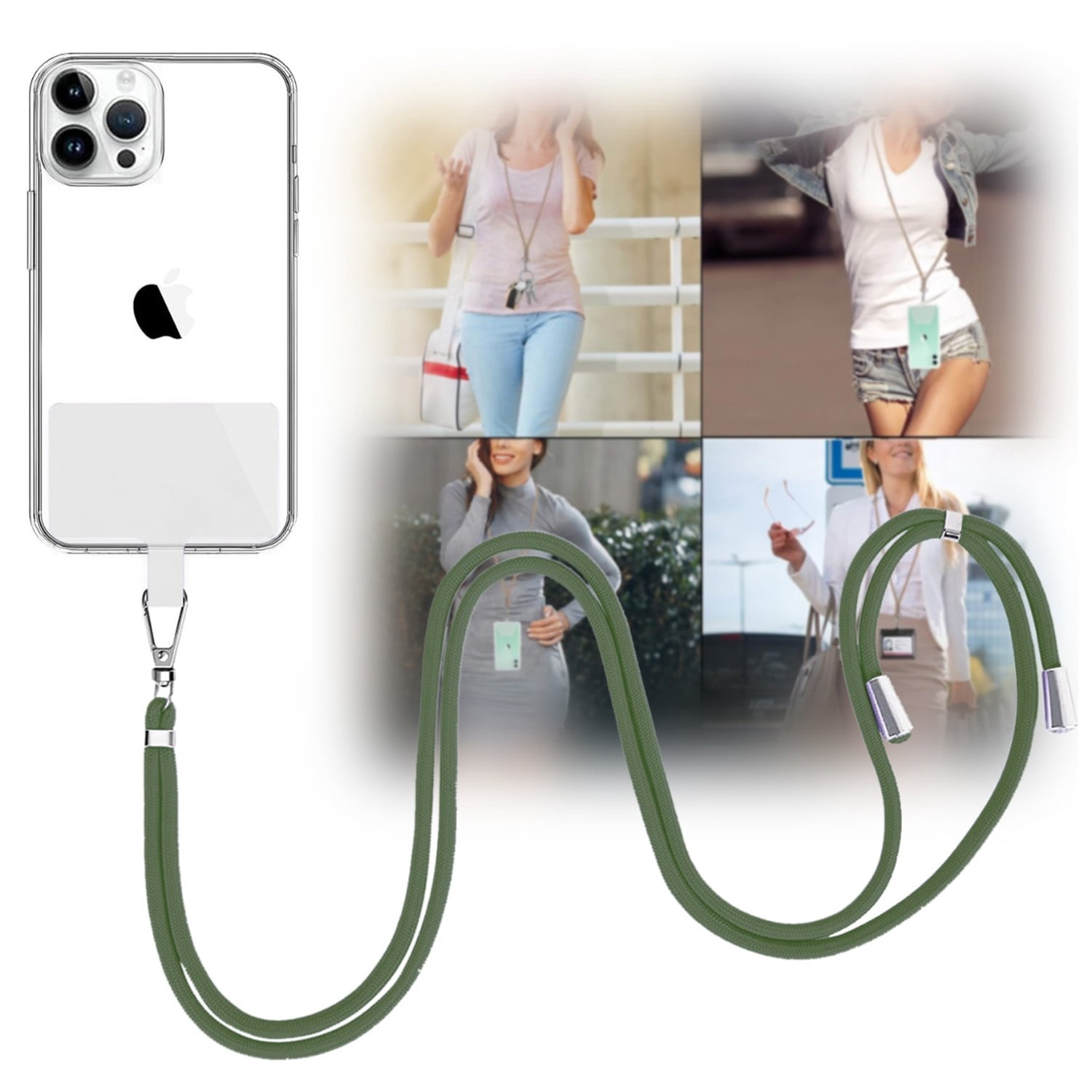 Universal Mobile Strap with Card Carry Holder - Green