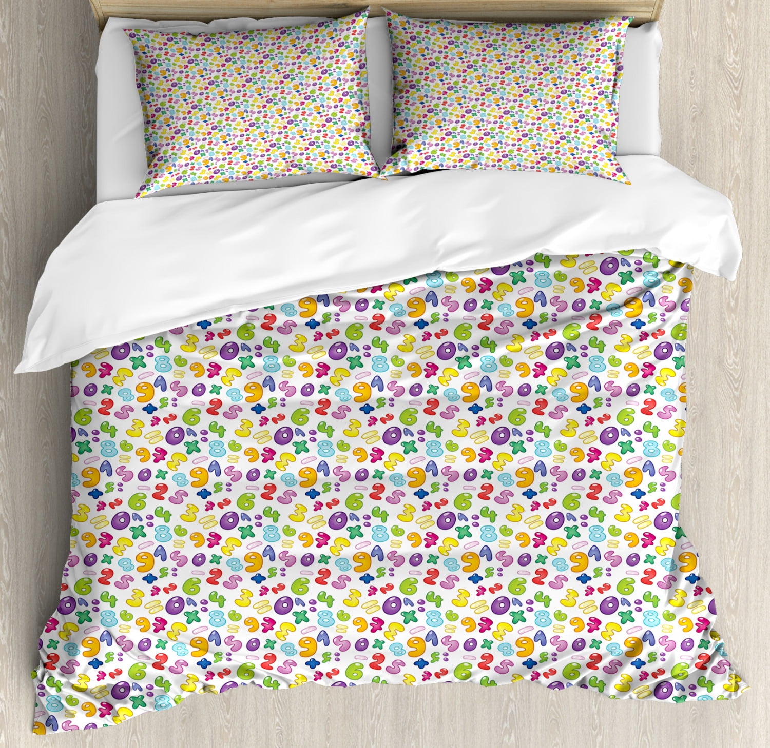 Numbers Duvet Cover Set, Bubble Style Numbers Equation Division