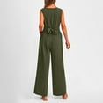 thumbnail image 6 of Caywon Fashion Womens Summer Solid Color Romper Sleeveless Design Belted High Waist Long Pants Casual Comfortable Fit Lightweight Fabric Army Green XL, 6 of 7
