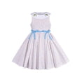 thumbnail image 1 of Robe Fille à Pois Brodée Arc-en-Ciel Vintage Col Rond Coton 5 Ans, 1 of 6