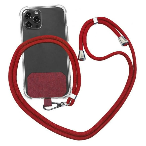 Cordón para teléfono celular Enlightened - Soporte universal para el cuello con bolsillo para tarjetas y correa de silicona - Compatible con la mayoría de los teléfonos inteligentes, color rojo