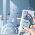 thumbnail image 4 of 4pcs Metal Ruler Triangle Protractor Straight Rulers Drafting Measuring Tools Korean Stationery Geometry Maths Drawing Compass blue, 4 of 6