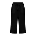 thumbnail image 6 of WhouRiu Girls Casual Beach Pants Summer Solid Color Drawstring Waist Cropped Trousers Kids Comfortable Lightweight Trousers With Pockets,11-12 Years, 6 of 6