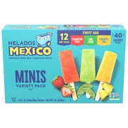 Helados Mexico Minis Strawberry, Lime and Pineapple Real Fruit Bars Variety Pack, Gluten-Free, 18 oz, 12 Count