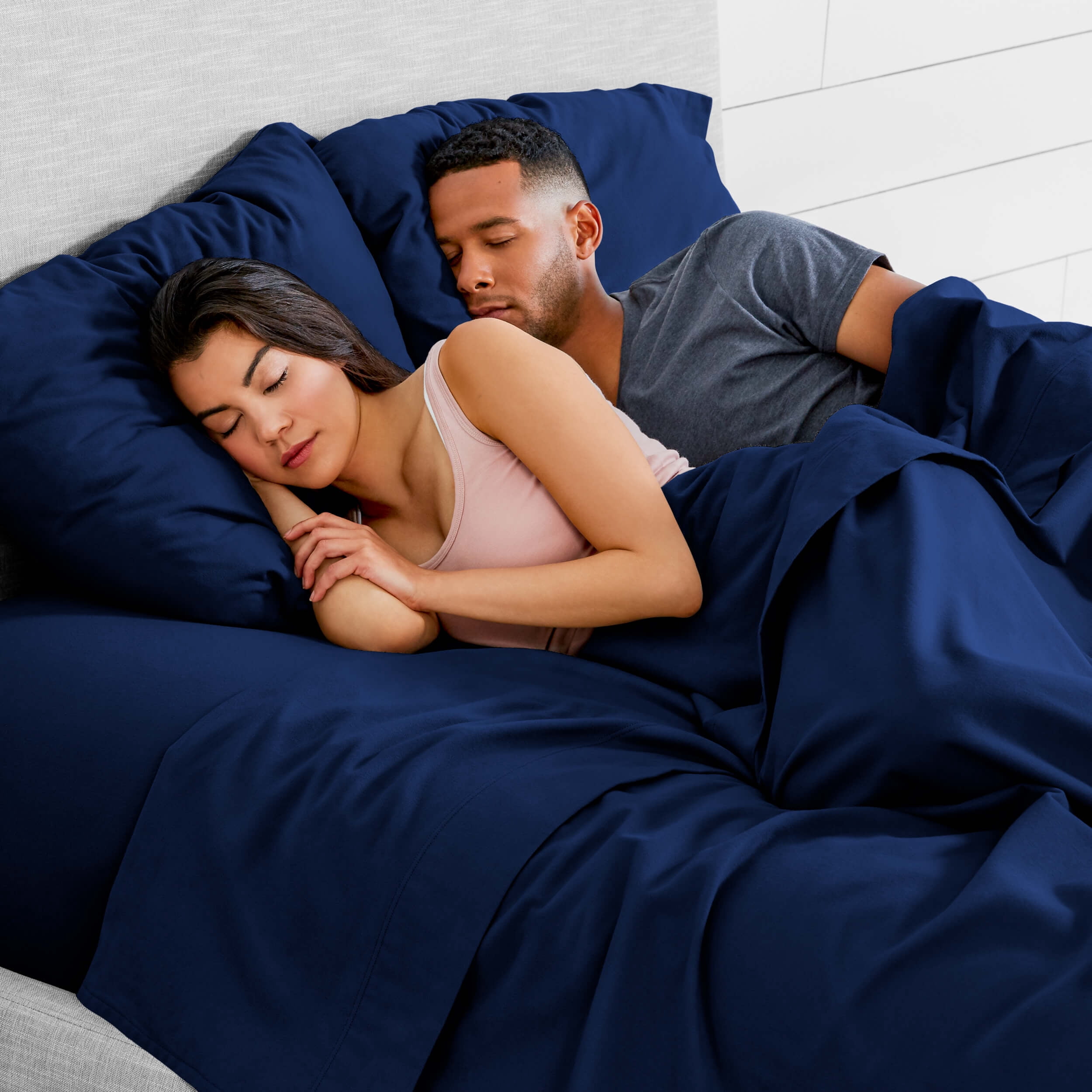 Bare Home 100% Cotton Flannel Sheet Set, Heavyweight, Deep Pocket (King, Dark Blue)