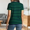 thumbnail image 4 of Olyvenn Women Y2k Striped Baby Tees Short Sleeve Fitted T Shirts Vintage Crewneck Going Out Cropped Tops Basic Streetwear Green M, 4 of 9