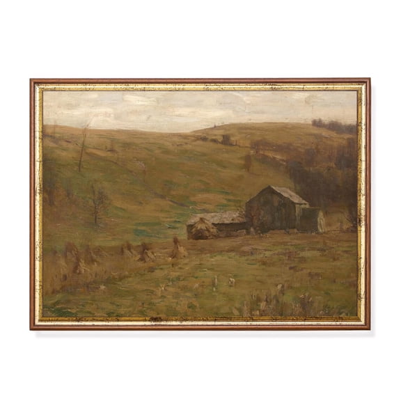 Vintage Barn Landscape Rustic Farmhouse Wall Art Home Decor, 8x12 UNFRAMED