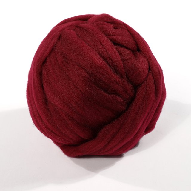 Xiao Hua Hilo de lana de 250 g, fibra de lana, suministros para fieltrar lana, lana pura, hilo grueso, hilado de lana para fieltrar con aguja, fieltrar en húmedo, hilado manual (rojo vino)