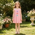 thumbnail image 4 of Cethrio Girls' Summer Nightgowns Size 2T-3 T, Printed Loose Sleeveless Mid-length Girls' Sleepwear Pink, 4 of 5