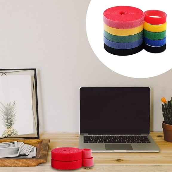 HEMOTON Reusable Hook and Loop Cable Straps for Organizing Wires and Cables in Home or Office Assorted Color 6 Rolls