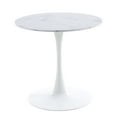 thumbnail image 3 of GZXS 31.5" Mid-Century Modern Round Dining Table with MDF Top and Metal Pedestal Base – Kitchen or Living Room Table, White Marbling Finish, 3 of 6
