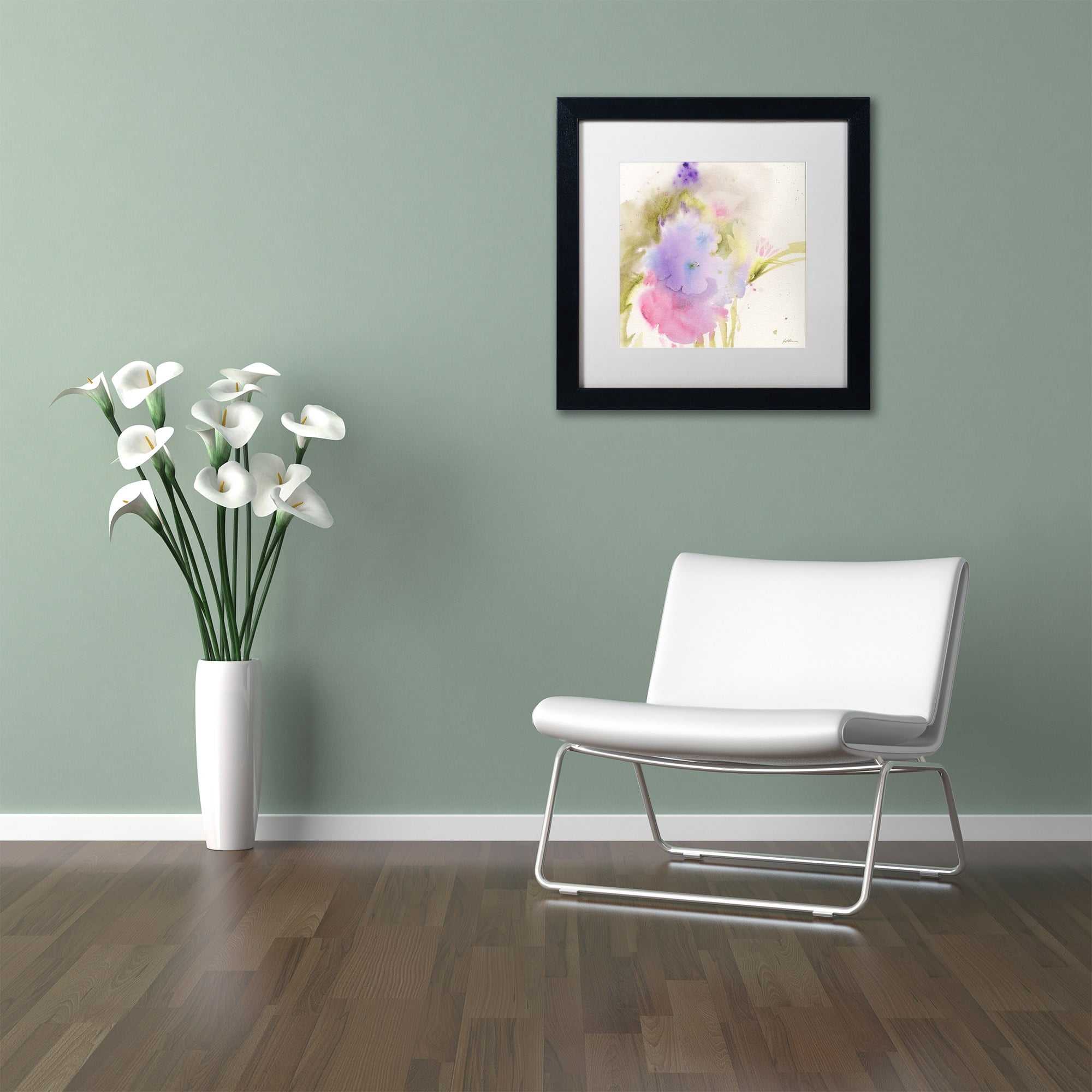 Trademark Fine Art "Purple Blooming" Canvas Art by Sheila Golden, White Matte, Black Frame