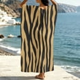 thumbnail image 6 of Dvprdro Womens Casual Beach Maxi Dress V Neck 3/4 Sleeve Moire Print Side Slit Loose A Line Flowy Bohemian, 6 of 8
