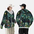 thumbnail image 4 of Fotbe Mystical Black Cat Fireflies Chaqueta con Protección Solar UPF 50+ para Hombre y Mujer, Camisa con Capucha y Bolsillos-Small, 4 of 7
