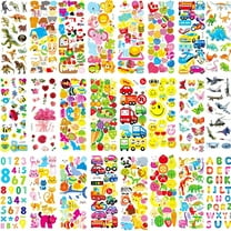 Puffy Stickers for Kids Toddlers Boy Girl 24 Sheets, Children 3D Puffy Stickers for Reward Crafts Child Gifts, Party Favor and Supplies, Dinosaur Animal Car Truck Flower Dog Christmas Heart Food