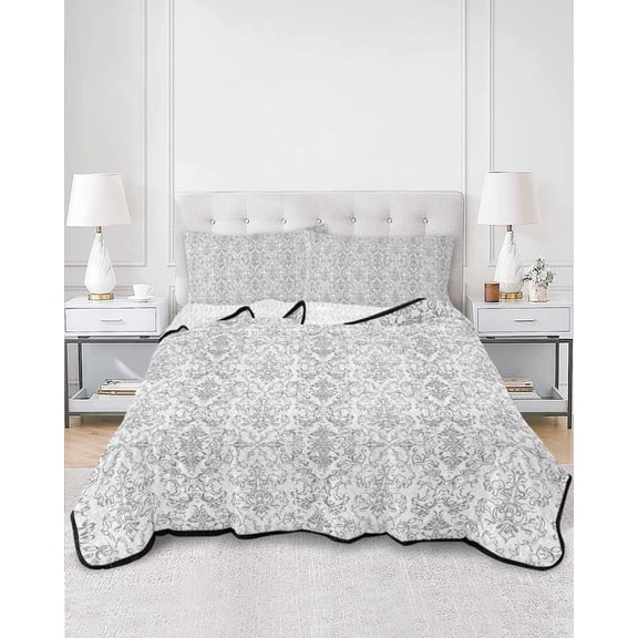 Quilts Queen Size, Boho Black Pattern Soft Comforter Bedding Set for Bed, Modern Geometric Southwestern Vintage Lightweight Quilted Bedspread with Pillow Cover(2 Pieces) for All Season, 90x96 Inch