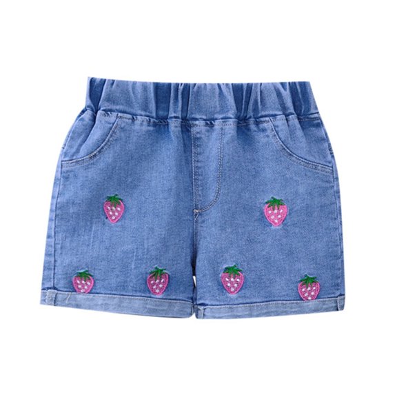 Pants for Girls 6-12 Months Baby Summer Denim Shorts Elastic Waistband Cute Jeans Comfortable Breathable Daily Stretchy Trendy Outdoor Trousers