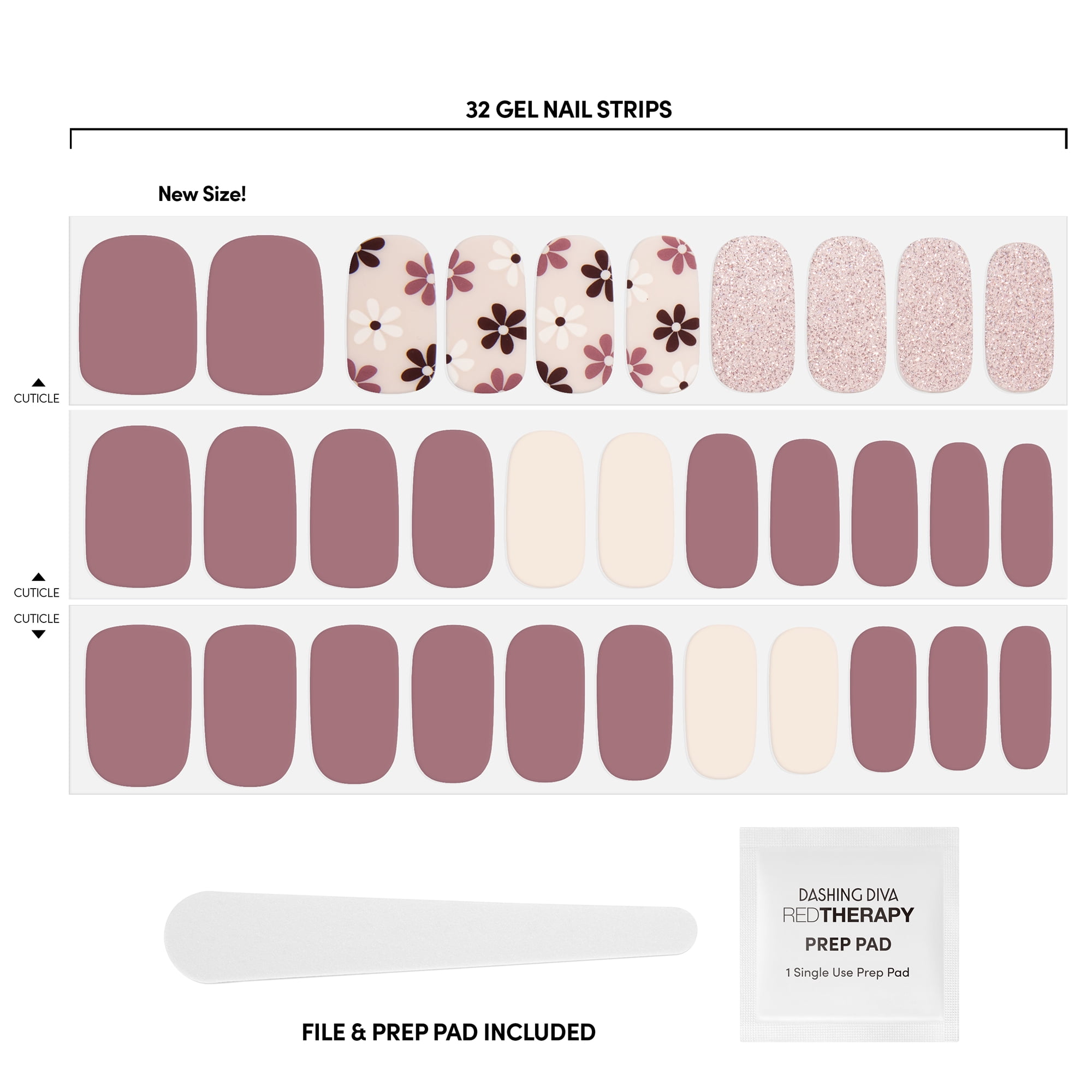 Dashing Diva Gloss Gel Nail Strips, Mocha For Two, 32 Count