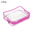 thumbnail image 3 of Uxcell S Size Clear Toiletry Bag Makeup Cosmetic Pouch with Zipper, Rose Red 3 Pack, 3 of 6