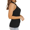 thumbnail image 5 of Sleeveless Halter Women Criss Cross Slim Knit Tank Tops, 5 of 6