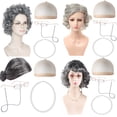 thumbnail image 2 of Pelucas de anciana para Halloween, anciana con cabello corto y rizado, abuelo y abuela disfrazados, tocados, 2 of 5