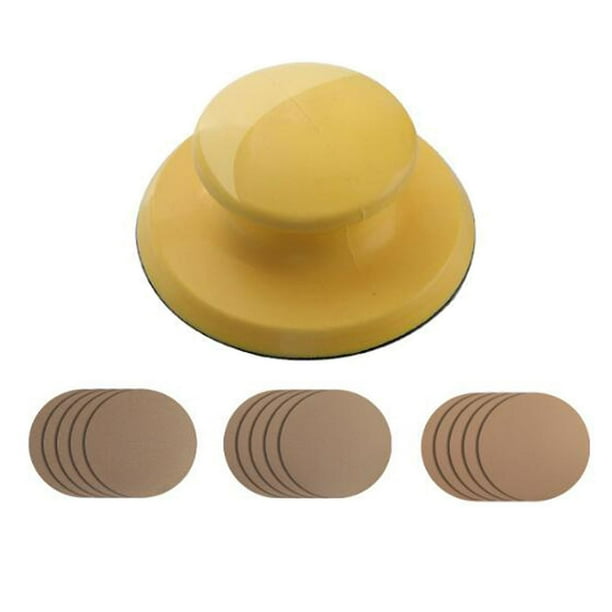Kit de lijado manual, disco de autolijado, papel de lija para pulir, Mini lijadora, herramientas de lijado con mango de detalle para acabado de metale Redondo