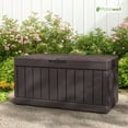 thumbnail image 6 of Patiowell 82 Gallon Deck Box Outdoor Storage Resin Wood Look Storage Box with Lockable lid for Patio Furniture, Brown, 6 of 7