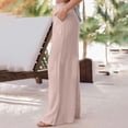 thumbnail image 6 of Lovskoo Wide Leg Pants for Women Cotton and Linen Summer Solid Color Trendy Loose Casual Comfortable Elastic Waist Straight Leg Pants Beige, 6 of 8