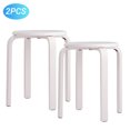 thumbnail image 2 of TFixol Modern K/D Rubber Wooden Stools Practical Round Stacking Stools for Home/Restaurants/Hotel 2pcs White, 2 of 6