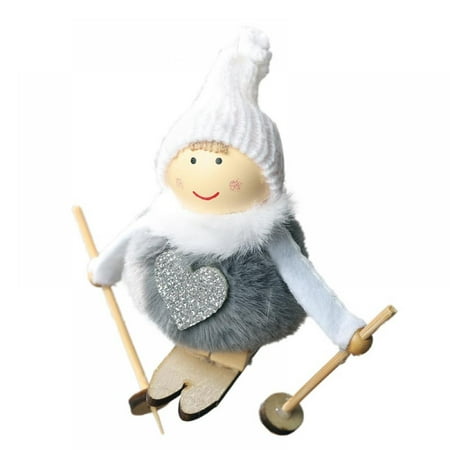 

Skiing Plush Angel Christmas Pendant Drop Ornament For Holiday Festive Home Decor