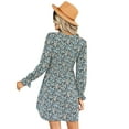 thumbnail image 3 of hirigin Women Dress, Long Sleeve V Neck Floral Print Casual Party Club Street Spring Fall Dress, 3 of 9