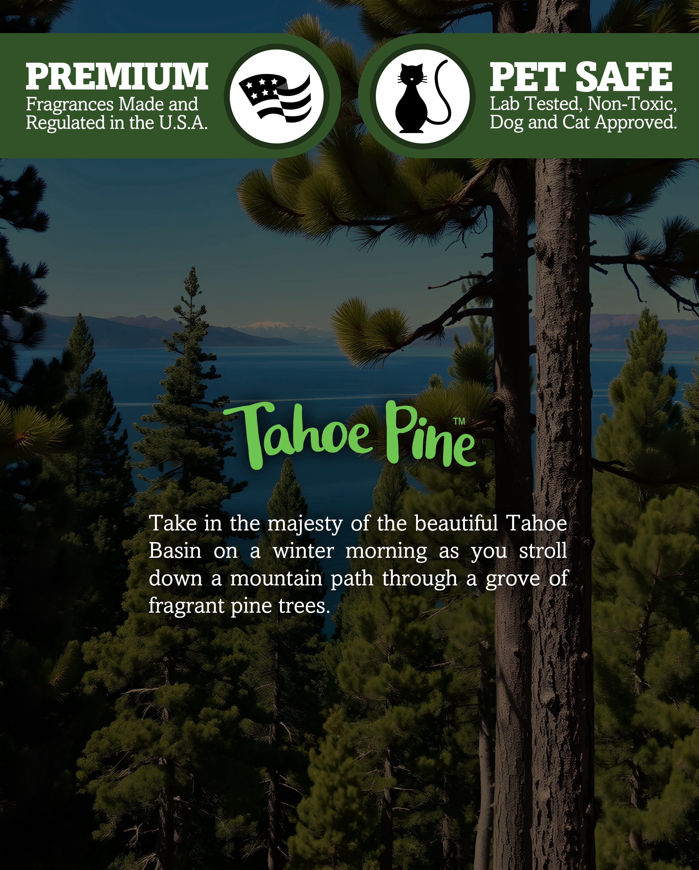 Tahoe Pine Scented 3 Wick Candle - All Natural - Made with 100% Responsibly Sourced Soy and Essential Fragrance Oils - Phthalate & Paraffin Free, Vegan, Non-Toxic