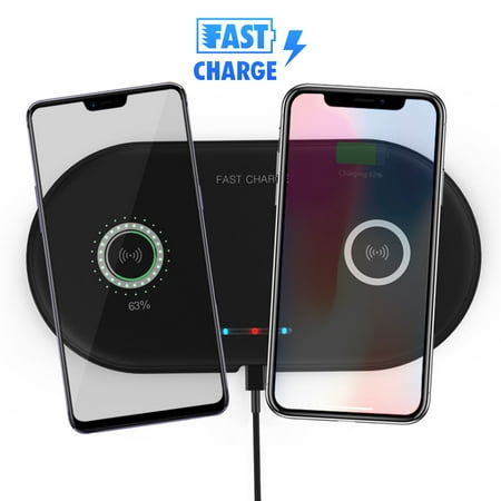 EEEKit Wireless Charging Pad, Dual Positions Qi Wireless Fast Charger for Samsung Galaxy Note 9/8/S10/S10E/S10 Plus/S9/S9 Plus/S8/S8 Plus, iPhone Xs/Xr/Xs Max/X and