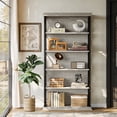 thumbnail image 4 of Finmind 71-inch Tall Bookshelf, 6-Tier Industrial Bookshelves and Bookcases, Freestanding Display Shelves for Living Room, Bedroom, Gray & Black, 4 of 7