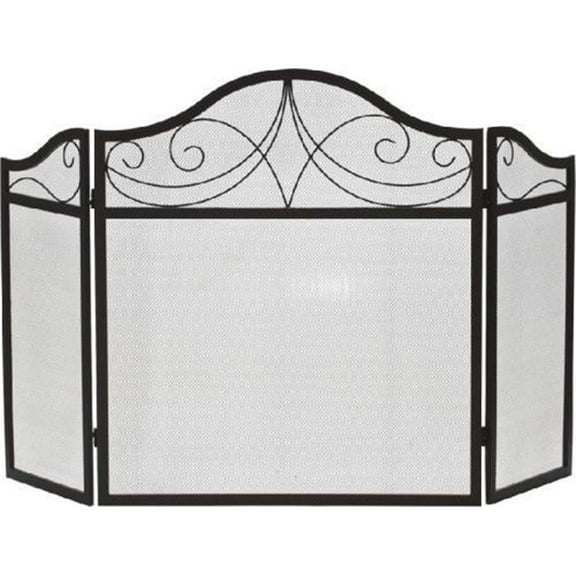 Dagan S122 3 Fold Arched Wrought Iron Screen, Black
