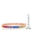 thumbnail image 6 of Sterling Silver Rose Gold Plated Rainbow Baguette CZ w/ White CZ Border Bangle, 6 of 6