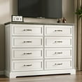 thumbnail image 4 of FANRAL 8 Drawers Dresser for Bedroom,Wood Rustic Storage Cabinet Chest of Drawers,Farmhouse Large Drawers with Metal Handles,White Dresser, 4 of 8