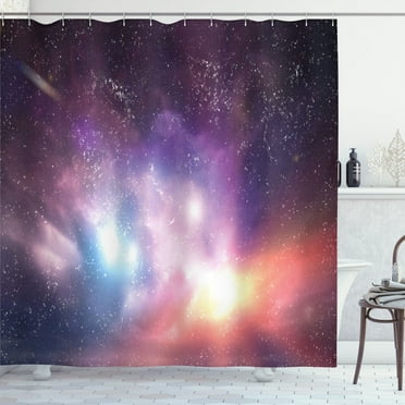 Ambesonne Galaxy Shower Curtain, Cosmos Universe Space, 69"Wx70"L, Purple Coral Pale Blue