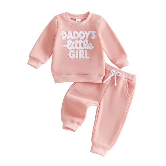 Cenuakty Girl Winter Fall Outfit Letter Embroidered Sweatshirt Joggers