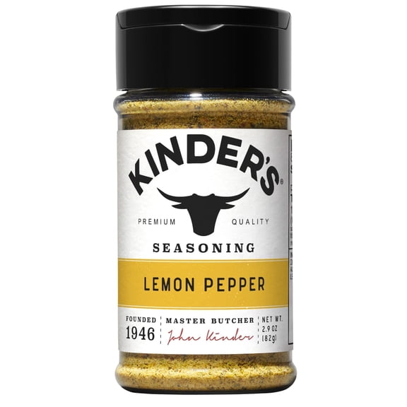 Kinder's Lemon Pepper Seasoning Blend with Black Pepper and Real Lemon, 2.9 oz