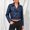 Navy, variant on Cropped Black Western Jacket Long Sleeve Collared Western Style Solid Zipper Faux Leather Mid-Weight Overcoat Jackets Retro Vintage Refined,L