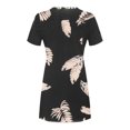 thumbnail image 6 of USSUMA Sun Dresses Women Summer Casual Short Sleeve Tshirt Swing Mini Sundresses for Women Feather Floral Print Plus Size Dress for Women Crew Neck Graduation Dress, 6 of 6