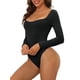 thumbnail image 3 of INSPIRAR CHIC Body de Manga Larga para Mujeres, Shapewear Ajustado, Cuello Cuadrado, Mono, Tops XL Negro, 3 of 4